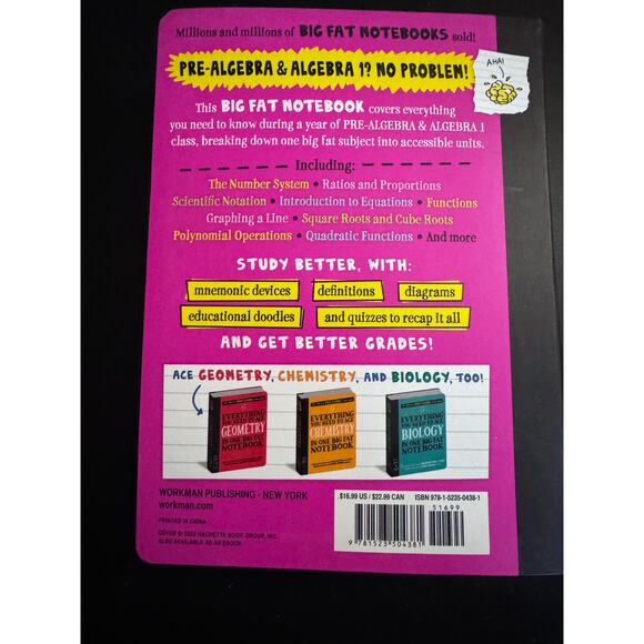 Everything You Need To Ace Pre-Algebra & Algebra 1 In One Big Fat Notebook New - Picture 5 of 6